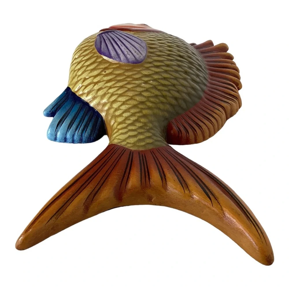 Tonala Signed E. Alvarez Hand Painted Tropical Fish Wall Decor Mexico Pottery - Picture 11 of 15